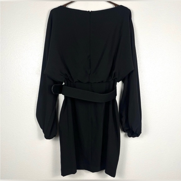 Trina Turk Avory Black Belted Mini Dress Long Sleeve Size 8 NWT $298 - Picture 3 of 9